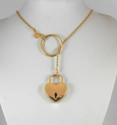 Miniatura 4 de Collar de día con bloqueo de 14 quilates, cadena trenzada chapada en oro puro, collar de día, candado de corazón y llave para mujeres, adolescentes