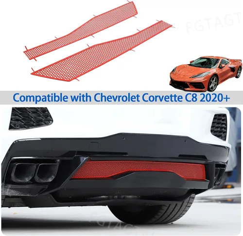 Miniatura 7 de Rejillas de malla para parachoques trasero inferior compatibles con Chevrolet Corvette C8 Stingray 2020-2026, radiadores de parachoques trasero