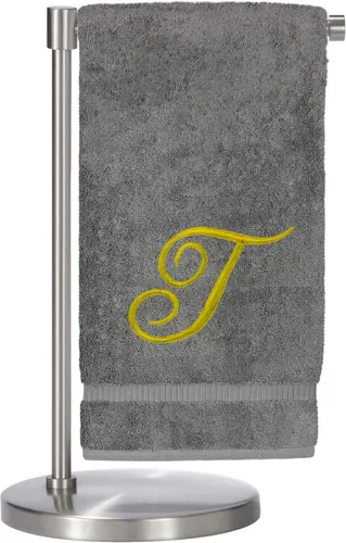 Miniatura 112 de Script R - Toalla de baño con monograma, regalo personalizado, 27 x 54 pulgadas, juego de 1 toalla bordada con texto dorado, 100% algodón turco