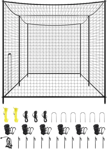 Miniatura 93 de VEVOR Jaula de bateo de béisbol, red profesional de entrenamiento de bateo de béisbol de sóftbol, resistente, resistente, cerrada, de polietileno