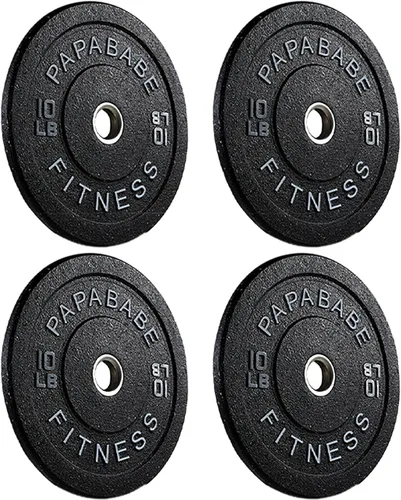 Miniatura 43 de Papababe Placas de peso, juego de placas de pesas de 2 pulgadas, placas de peso de goma protectoras para el suelo, placas de parachoques de 10 a 600