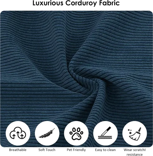 Miniatura 7 de Sofá cama convertible de 80", sofá plegable extraíble de pana 3 en 1 con almohadas, sofá moderno sin ensamblaje sin estructura con compresión