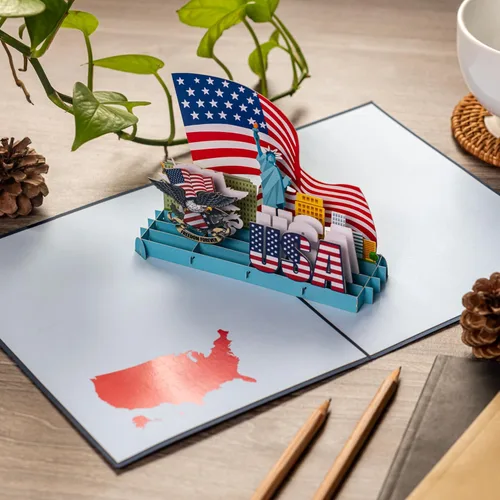 Miniatura 5 de Rykamia Blank USA Pop Up Card, Regalo de ciudadanía estadounidense, Regalo para un nuevo ciudadano estadounidense, Felicitaciones por convertirse