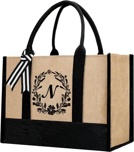 Miniatura 14 de Bolsa de mano personalizada de yute para mujeres, regalos para el día de la madre, regalo de Navidad de cumpleaños para mujeres y amigas