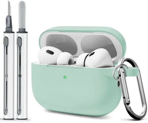 Miniatura 7 de Funda para AirPods Pro 2 con kit de limpieza, compatible con Airpods Pro de 2ª/1ª generación (cable USB-C) con llavero para mujeres y hombres, azul