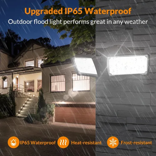 Miniatura 7 de Lepower Reflector LED de 3,000 lm para exteriores, de seguridad, controlada por interruptor, de 28 vatios con 2 cabezales ajustables, 5,500 K, Negro
