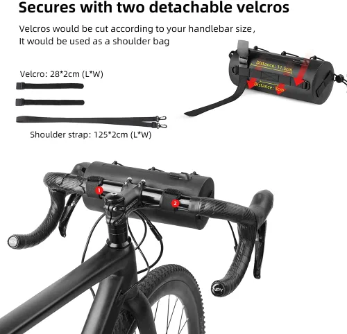 Miniatura 2 de Rhinowalk Bolsa de manillar impermeable para bicicleta, bolsa frontal de bicicleta, bolsa de almacenamiento enrollable Fram para bicicletas