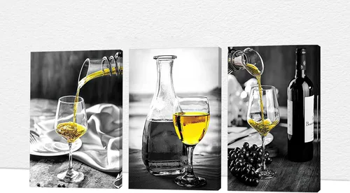 Miniatura 52 de Arte de pared de comedor y cocina, arte moderno para pared, cuadros para cocina y comedor, arte de pared de copas de vino tinto, arte de pared