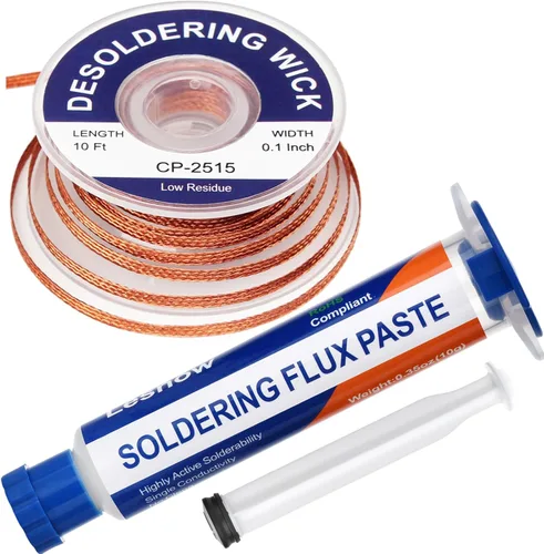 Pasta de flujo de soldadura y trenzado de mecha de soldadura, flujo de soldadura sin limpieza (10cc) Herramienta de eliminación de soldadura,