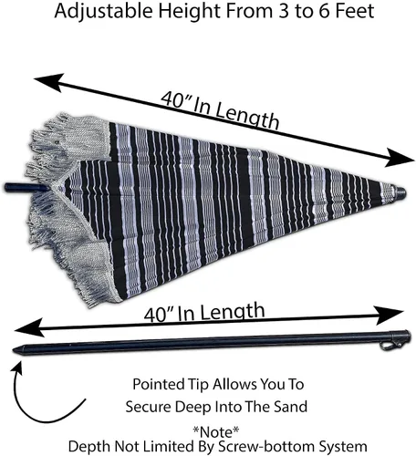 Miniatura 4 de Sombrilla de playa para arena, resistente al viento, con bolsa de anclaje de arena, portátil, flecos, bolsa de mezclilla, cuenta con parte inferior