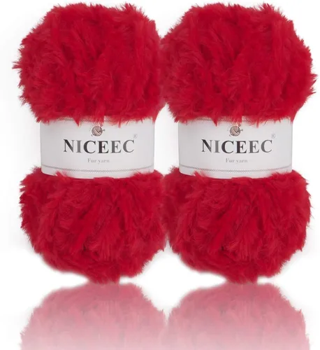 Miniatura 22 de NICEEC Hilo de Pelo Sintético Super Suave, Grueso y Esponjoso, Hilo de Pestañas para Crochet y Tejido (Longitud Total 192m/9.1kg) - Otoño/300g