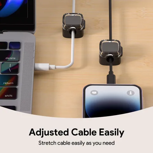 Miniatura 5 de Clips de cable magnéticos, soporte de cable ajustable, organizador adhesivo de alambre para hogar, oficina, escritorio, teléfono, PC, automóvil