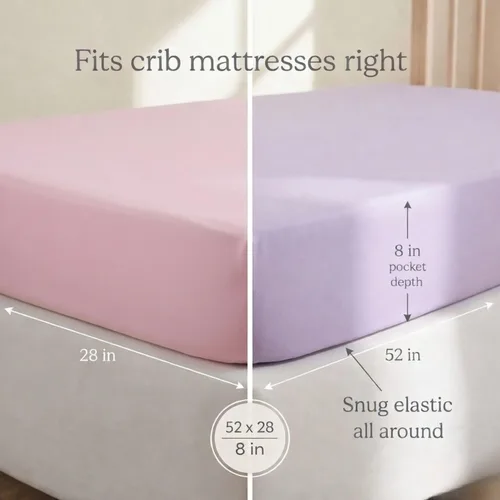 Miniatura 5 de Everyday Kids Paquete de 2 sábanas bajeras para cuna, sábana para bebé de microfibra 100% suave y transpirable, se adapta a colchones