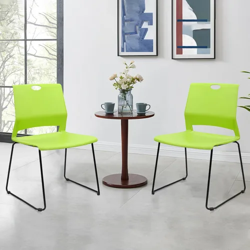 Miniatura 2 de KLASIKA Sillas apilables para recepción de invitados, silla de oficina apilable con soporte lumbar ergonómico y patas de metal, sillas de escritorio