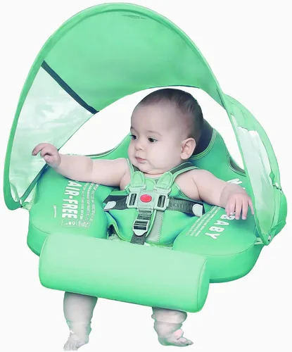 Miniatura 4 de Mambobaby - Flotador de natación para bebé con dosel, flotador sólido no inflable para bebé, toldo extraíble UPF 50+, material de tela suave