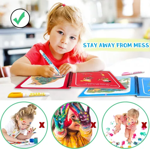 Miniatura 3 de Dduolammng Paquete de 12 Libros para Colorear con Agua, Libro de Pintura con Agua Reutilizable para Niños Pequeños, Kits de Aprendizaje Educativo