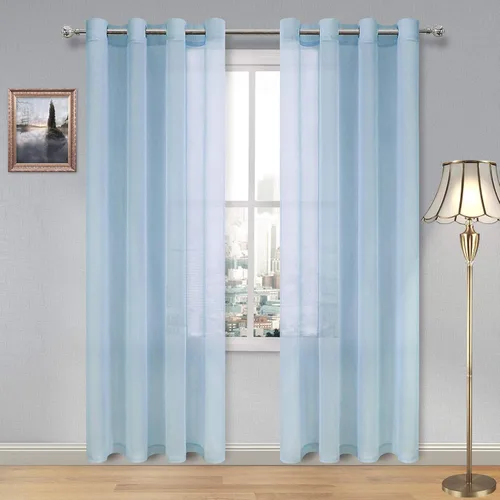 Miniatura 92 de DWCN Cortinas traslúcidas color verde frijol para sala de estar y dormitorio - Cortinas voile con aspecto de lino sintético con ojales en la parte