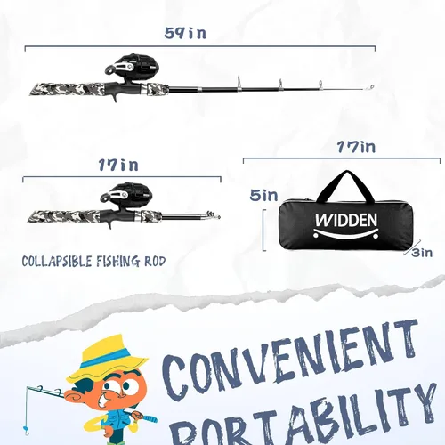 Miniatura 2 de WIDDEN Kids Fishing Pole, Portable Telescopic Kids Fishing Poles for Boys and Girls, Fishing Rod and Reel Combo Kit with Tackle Box, and Fishing