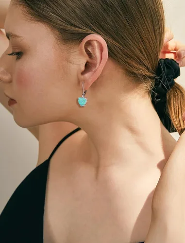 Miniatura 3 de Vesitim Solitaire WhiteBluePinkGreen Opal Dangle Earrings 925 Sterling Silver Heart-Shaped Opal Jewelry for Women Gift