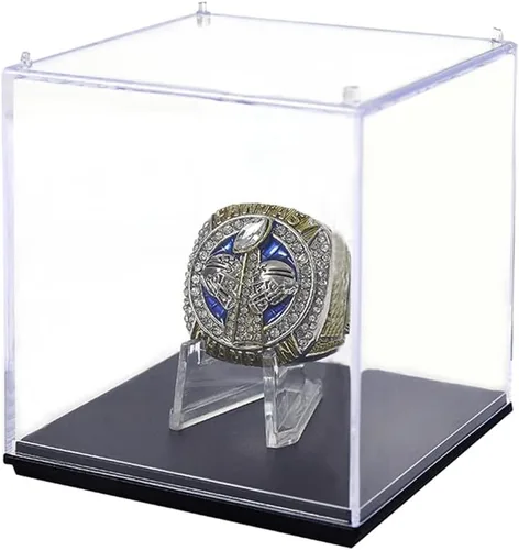 Valman Caja expositora para anillo de campeonato, 1 agujero de ranura individual para deportes (fútbol, béisbol, baloncesto, hockey, escuela