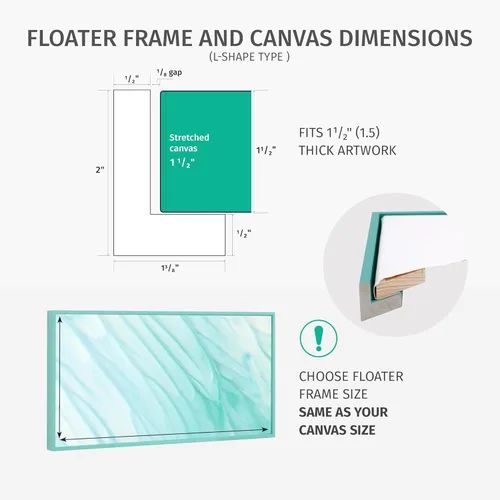 Miniatura 4 de Pixy Canvas Marco flotante de 24 x 48 pulgadas para pinturas de lienzo de 1.5 pulgadas de profundidad, paneles de madera y tableros de lienzo Blanco