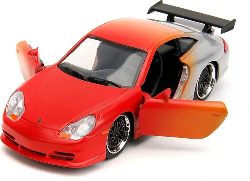 Miniatura 5 de Jada Pink Slips 1:32 W1 Porsche 911 GT3RS - Auto fundido a presión, juguetes para niños y adultos (imprimación rojo/naranja/plata)