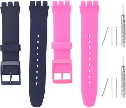 Bandas de silicona para Swatch de 0.67 pulgadas, 0.79 pulgadas, 0.78 pulgadas, correas de reloj de repuesto ajustables impermeables, correas de Azul