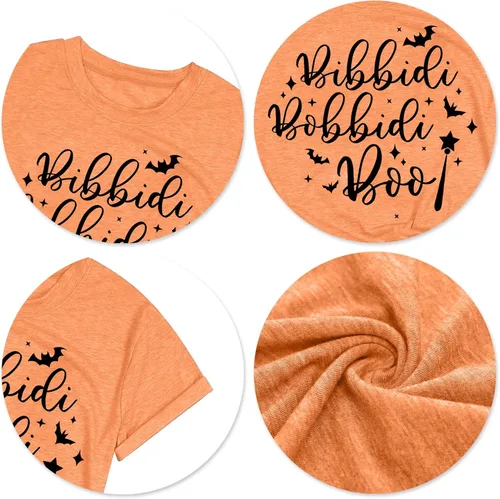 Miniatura 4 de Bibbidi Bobbidi Boo - Camiseta para mujer, linda camiseta de Halloween divertida con estampado de letras, camisetas casuales para vacaciones