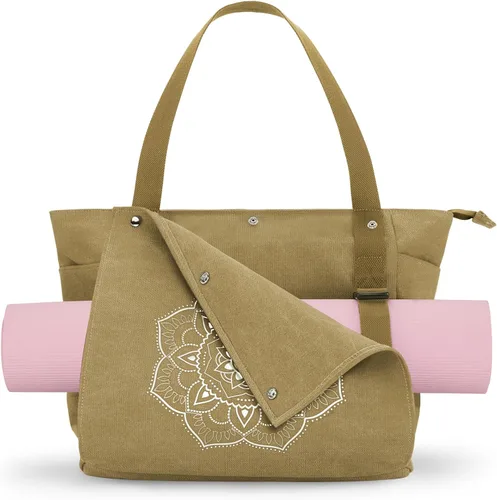 Miniatura 18 de Gonex Bolsa para Esterilla de Yoga, Bolsa de Gimnasio Tipo Tote con Múltiples Bolsillos para Mujeres y Hombres, Portaesterillas de Yoga de Lona