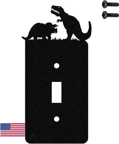 Miniatura 14 de Cubierta de Interruptor de Luz de Acero Americano, Cubierta de Enchufe con Decoración de Dinosaurio, Cuerpo de Tiranosaurio T-Rex, Interruptor