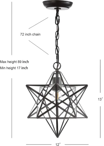 Miniatura 3 de JONATHAN Y Colgante LED de estrella morava de bronce aceitado de 12 pulgadas, linterna colgante de metal con vidrio transparente para isla de Bronce