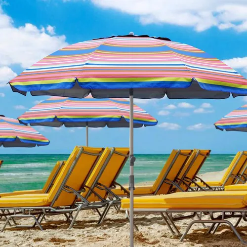 Miniatura 7 de Blissun Sombrilla de playa de 7.2 pies con anclaje de arena, sombrilla de playa portátil para arena con poste inclinable, bolsa de transporte