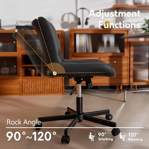 Miniatura 8 de Silla de Escritorio sin Brazos, Silla de Oficina para el Hogar Moderna sin Brazos, Silla de Computadora Ajustable en Altura y con Movimiento, Silla