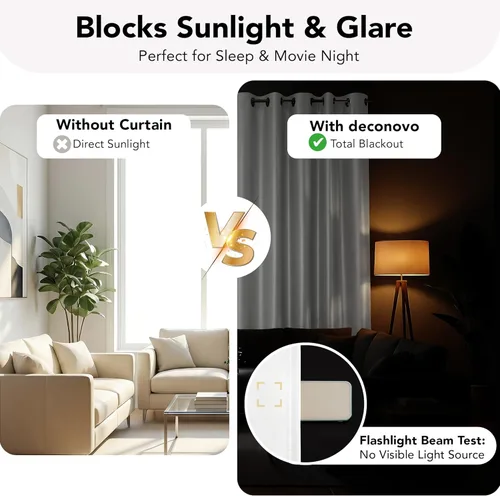Miniatura 3 de Deconovo Cortinas opacas 100% con forro negro, cortinas con ojales aisladas térmicamente que reducen el ruido, doble capa para oscurecer