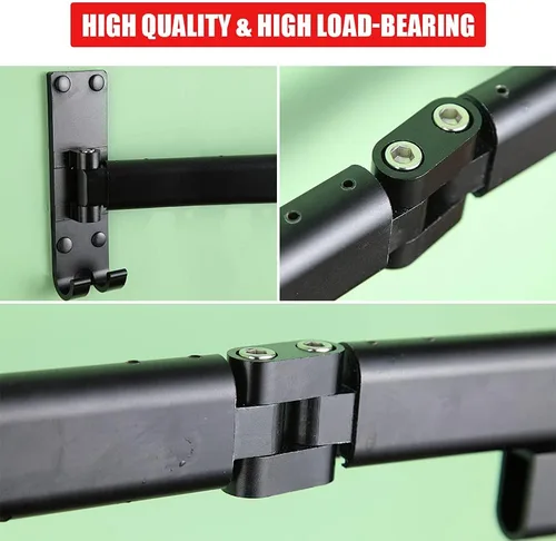 Miniatura 5 de BESTHLS Estante de secado de ropa montado en la pared para ahorrar espacio, diseño para balcón, vestíbulo, dormitorio plegable (2 polos negro)