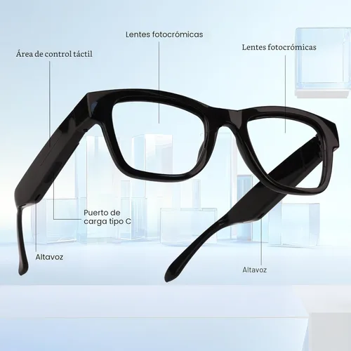 Miniatura 9 de Lentes inteligentes AI con lentes de cambio de color, gafas Bluetooth para hombres y mujeres con traducción más de 160 idiomas asistente de voz