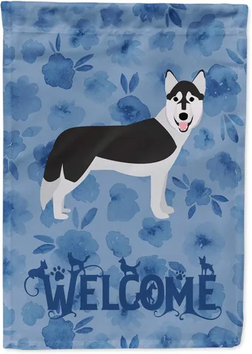 Caroline's Treasures CK6084GF Bandera de bienvenida de Husky siberiano para jardín, bandera decorativa para patio exterior, obras de arte para
