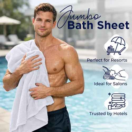 Miniatura 214 de DAN RIVER Paquete de 2 sábanas de baño de 35x70 pulgadas, sábanas de baño jumbo acanaladas para adultos, toallas grandes gruesas y absorbentes