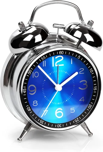 AYRELY Reloj despertador súper ruidoso para adultos que duermen pesadamente, doble campana, retro, de 4 pulgadas, silencioso, sin tictac, cuarzo con
