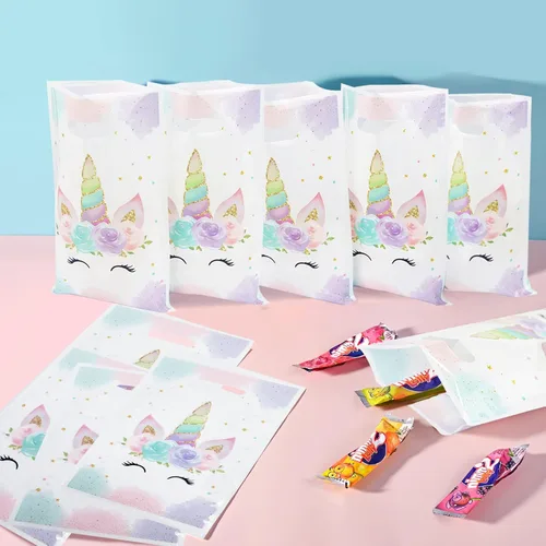 Miniatura 4 de DaiUni 30 piezas de bolsas de unicornios, bolsas de regalo de fiesta con asas para cumpleaños de niños