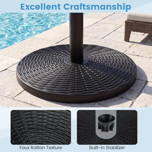 Miniatura 6 de Giantex Soporte de base de sombrilla de patio de 21 libras, soporte resistente para sombrilla para exteriores con base rellena de cemento, se adapta