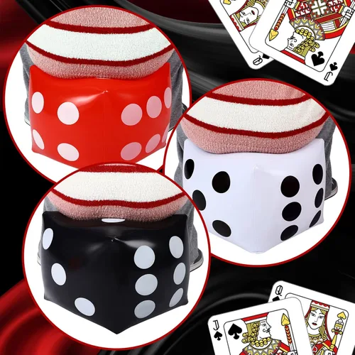 Miniatura 4 de Ceenna 6 dados inflables grandes de 11.8 pulgadas gigantes inflables gigantes de color rojo, blanco y negro, decoración de noche de juego