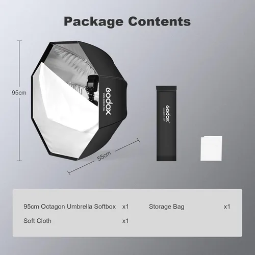 Miniatura 7 de Godox 37.5in/95cm Octagon Umbrella SoftBox, Octobox portátil Octobox Octobox con bolsa de transporte para fotografía de estudio