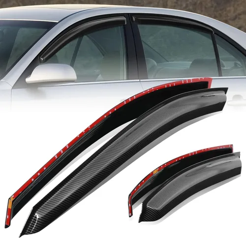 Miniatura 50 de Auto Dynasty 4 piezas viseras de ventana con patrón de fibra de carbono compatibles con Chrysler PT Cruiser 2001-2010, deflectores de ventana