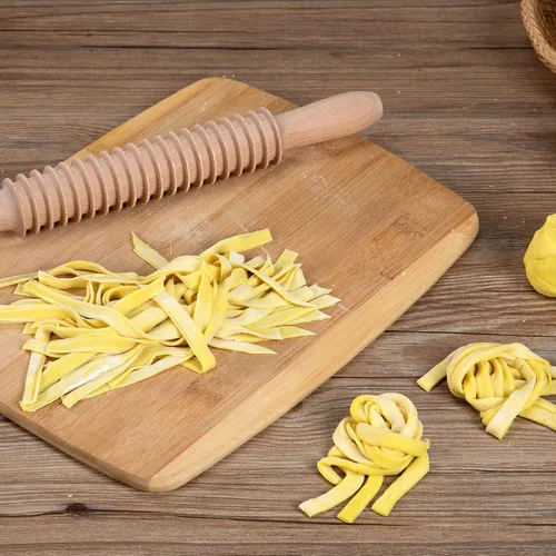 Miniatura 3 de Lápiz rodante de madera de haya de 7mm para pasta Fettuccine, cortador de tallarines, rodillo de rejilla de fideos, cortador de masa, lápiz rodante