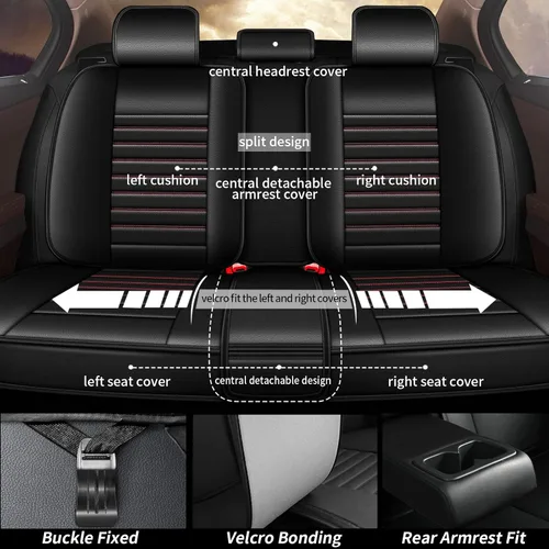 Miniatura 2 de Fundas de asiento de auto para Ford Fusion 2010-2020: juego completo de fundas protectoras de asiento impermeables de piel sintética compatible