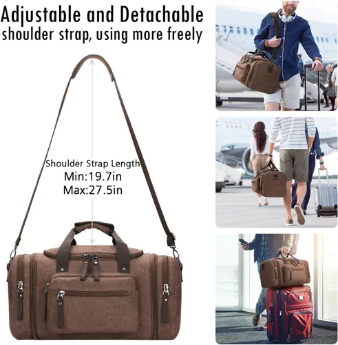 Miniatura 12 de Bolsa de viaje para hombre (lona, bolsa de fin de semana), Negro), A-001
