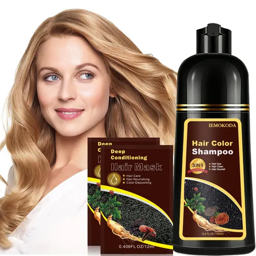 Miniatura 13 de Champú para Teñir el Cabello Marrón Cerezo 3 en 1, Champú para el Color del Cabello que Funciona en Minutos, Champú para Cabello Marrón & Champú