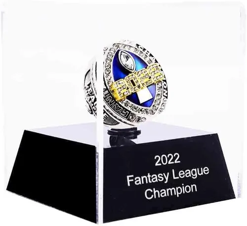 Miniatura 5 de Anillo del campeonato de fútbol de fantasía 2022 Anillo pesado de campeón FFL Trofeo de premio chapado en oro y plata para el ganador de la Liga