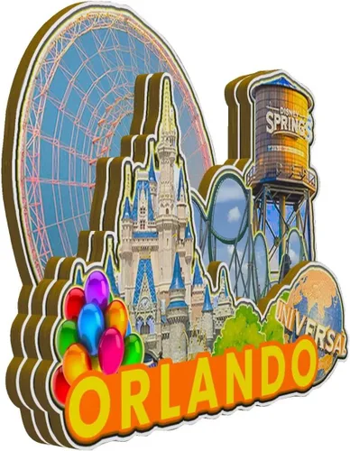 Miniatura 2 de Imán de madera para nevera Orlando Florida, Estados Unidos, 3D, monumentos de viaje, coleccionables, recuerdos, decoración hecha a mano -2148